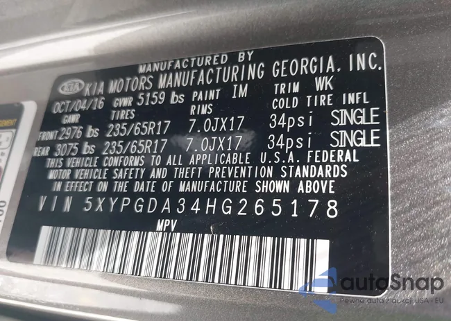 5XYPGDA34HG265178: 42642906