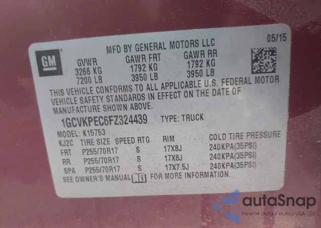 1GCVKPEC6FZ324439: 42641995