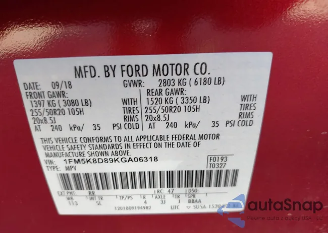 1FM5K8D89KGA06318: 42642012