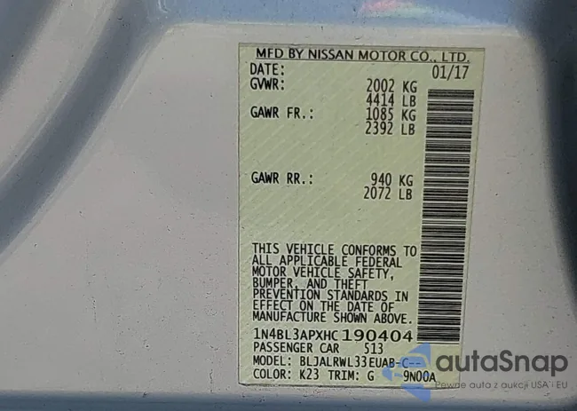 1N4BL3APXHC190404: 42642049