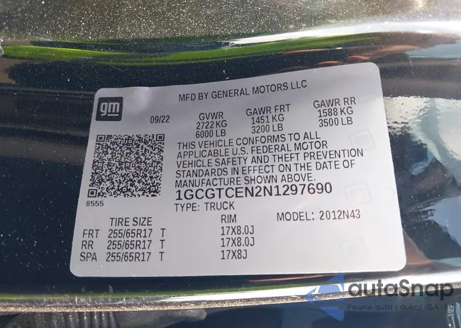 1GCGTCEN2N1297690: 42642060