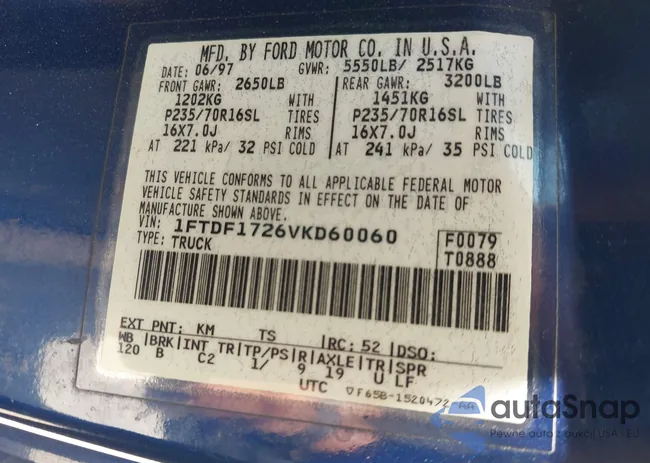 1FTDF1726VKD60060: 42642139