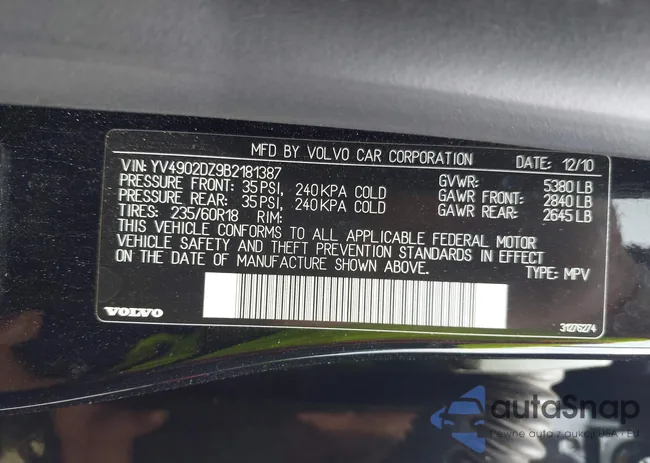 YV4902DZ9B2181387: 42642156