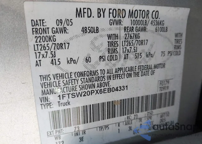 1FTSW20PX6EB04331: 42642268