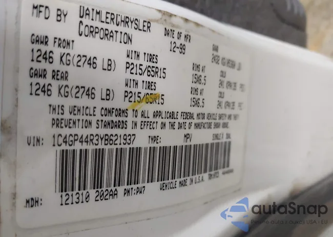 1C4GP44R3YB621937: 42643736