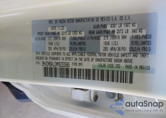 3MVDMBAL0MM233386: 42643201