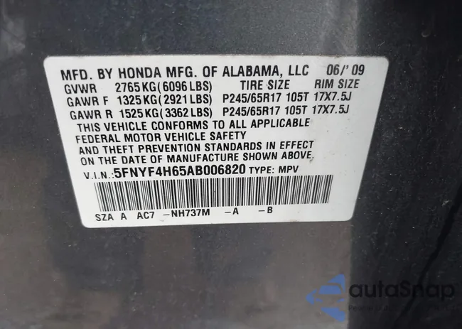 5FNYF4H65AB006820: 42644431