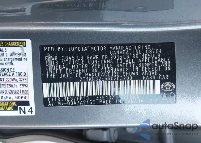 2T1KR32E55C363299: 42644550