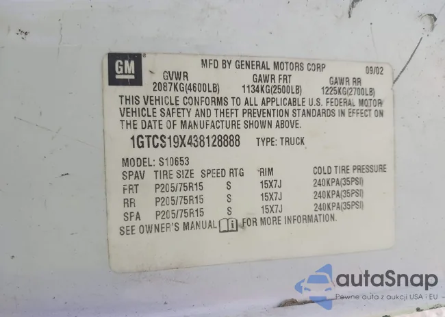 1GTCS19X438128888: 42644606