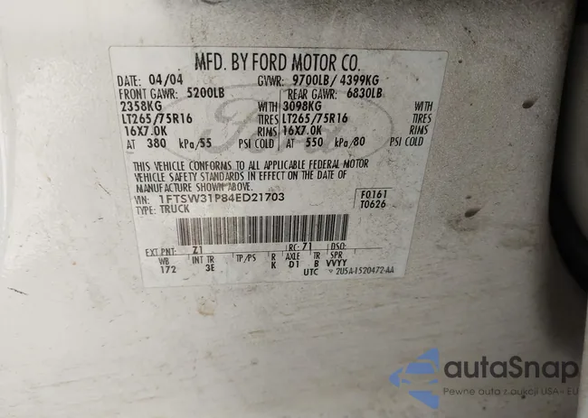 1FTSW31P84ED21703: 42644063