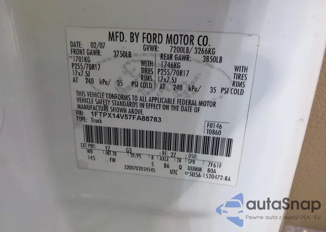 1FTPX14V57FA88783: 42645363