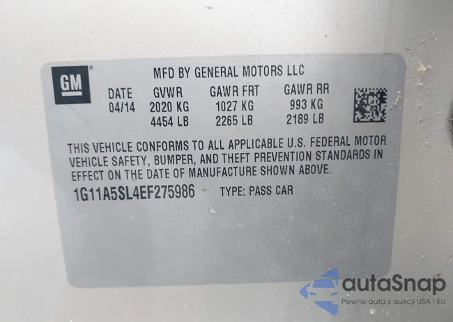 1G11A5SL4EF275986: 42645534