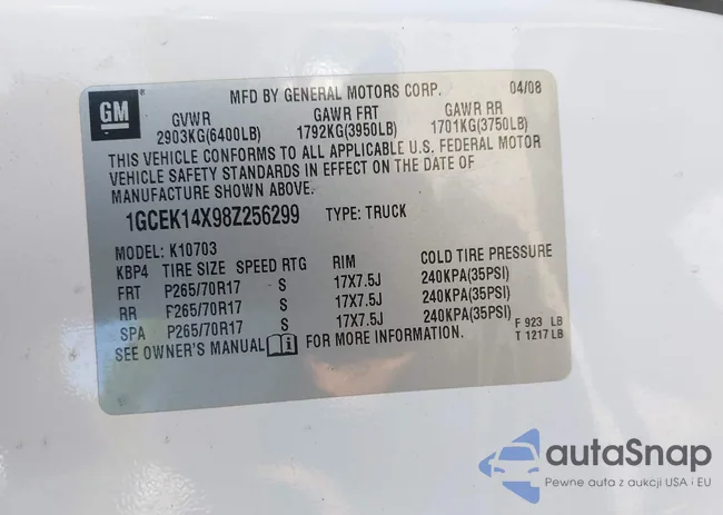 1GCEK14X98Z256299: 42645690