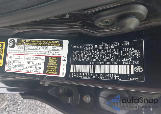 4T1BF1FK2HU303545: 42645733