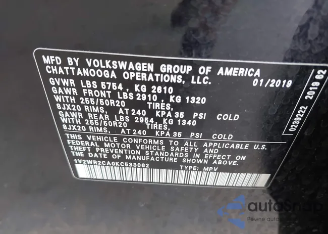 1V2WR2CA0KC533062: 42645827