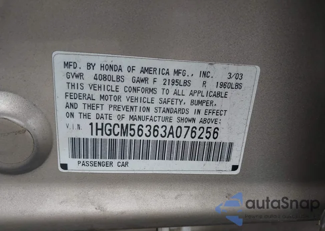 1HGCM56363A076256: 42645858