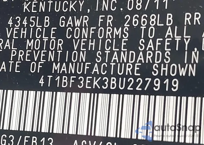 4T1BF3EK3BU227919: 42645007