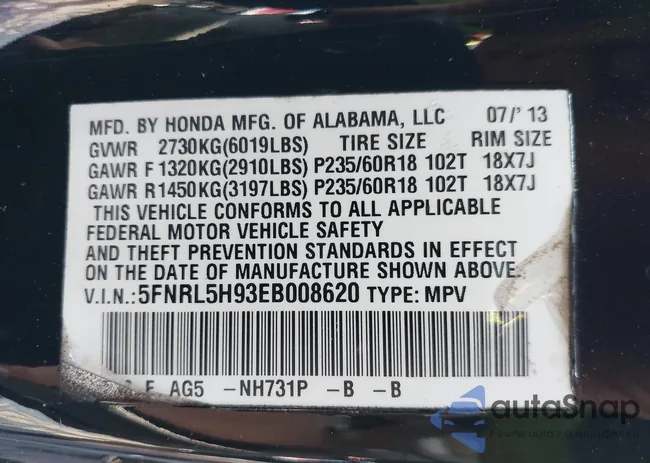 5FNRL5H93EB008620: 42645066