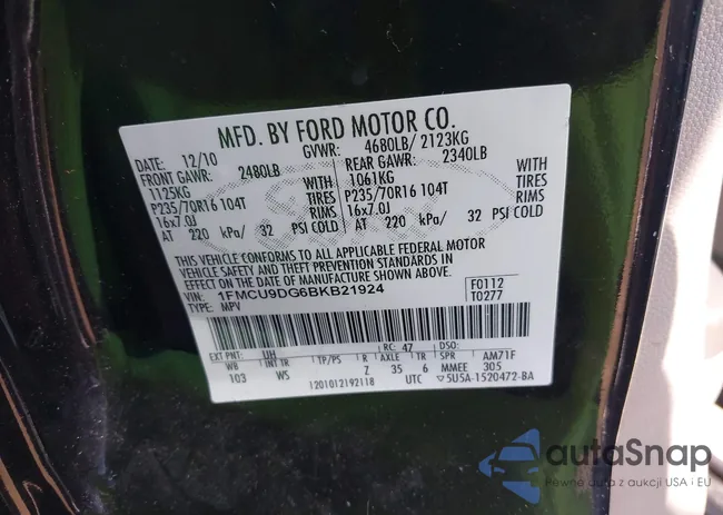 1FMCU9DG6BKB21924: 42645085