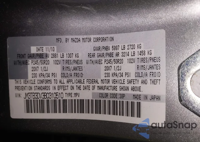 JM3TB3DV3B0310510: 42646375