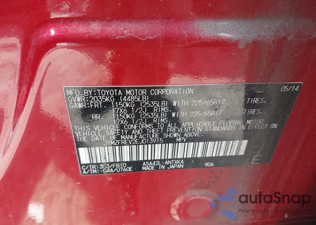 JTMZFREV2EJ013915: 42646582