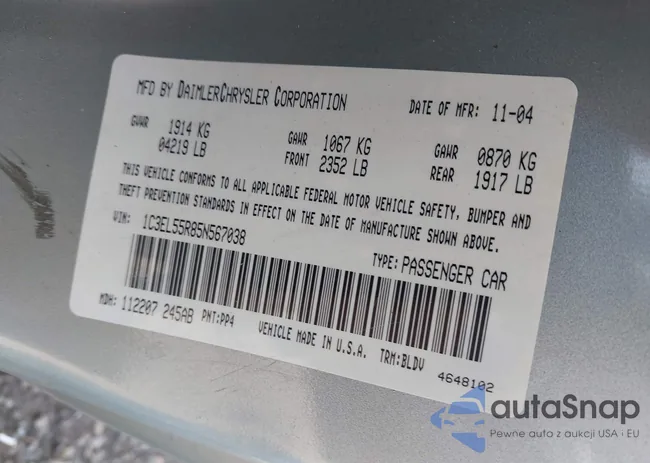 1C3EL55R85N567038: 42646586