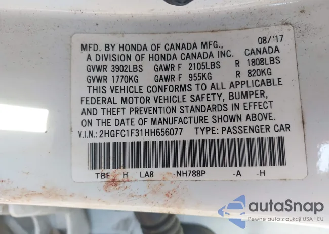 2HGFC1F31HH656077: 42646665