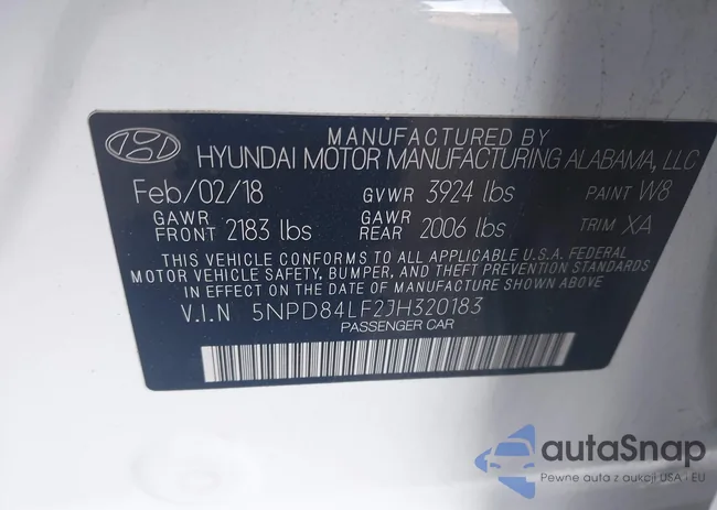 5NPD84LF2JH320183: 42646786