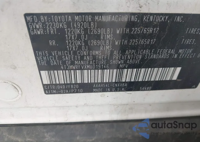 4T3MWRFVXMU019146: 42646836