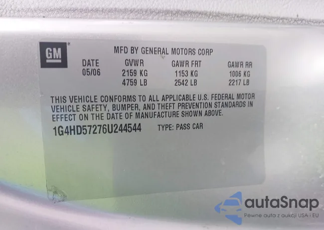 1G4HD57276U244544: 42646146