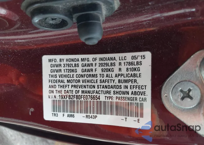 19XFB2F80FE076654: 42647373