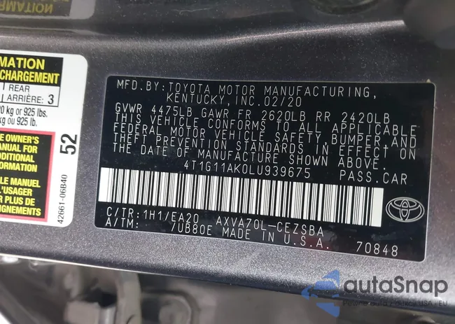 4T1G11AK0LU939675: 42647515