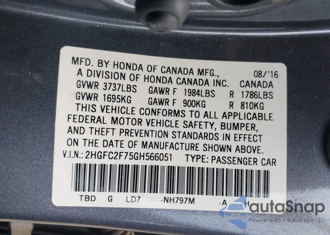 2HGFC2F75GH566051: 42647685