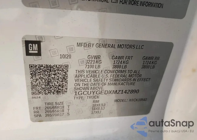 1GCUYGEDXMZ142890: 42647869