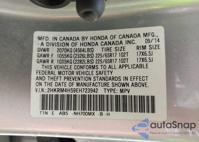 2HKRM4H59EH723942: 42647937