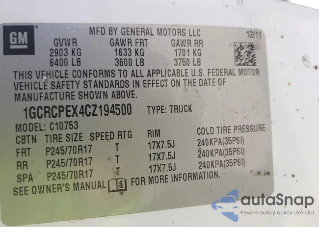 1GCRCPEX4CZ194500: 42647055