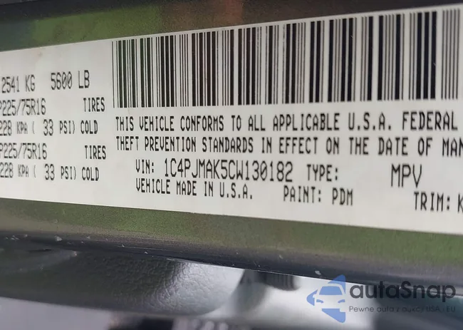 1C4PJMAK5CW130182: 42647058