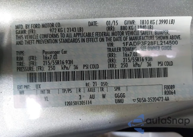 1FADP3F28FL214500: 42647084