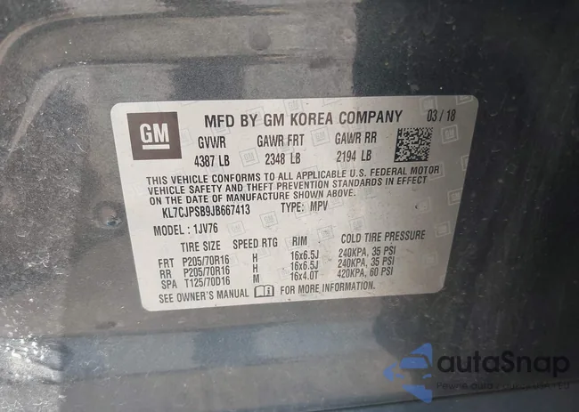 KL7CJPSB9JB667413: 42647265