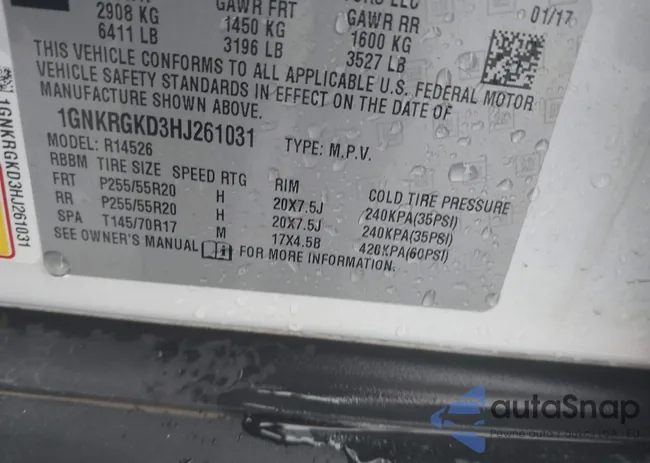 1GNKRGKD3HJ261031: 42648593