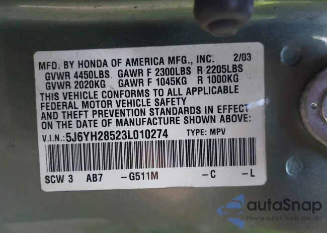 5J6YH28523L010274: 42648763