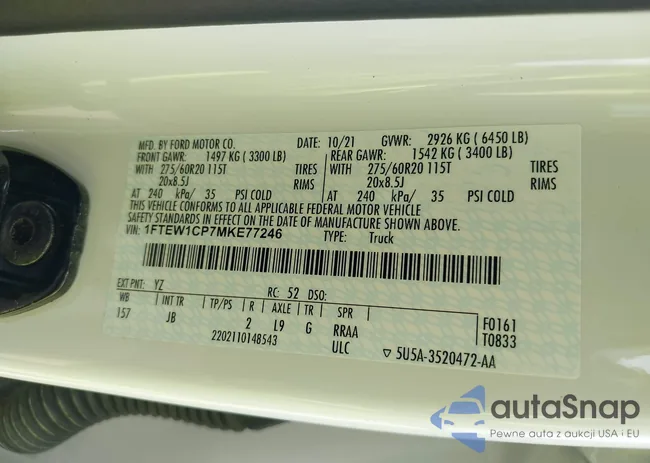 1FTEW1CP7MKE77246: 42648767