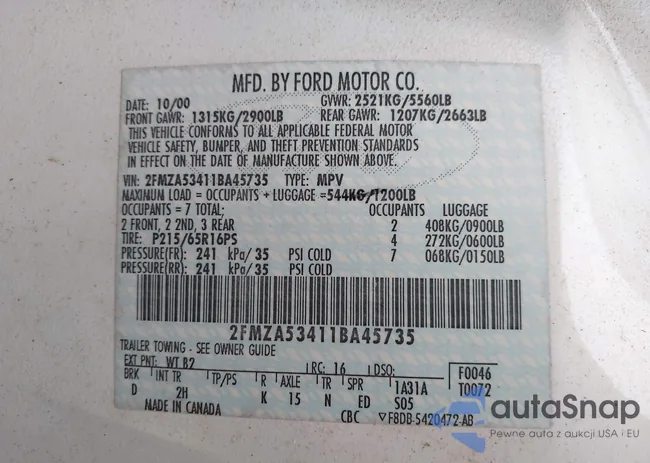 2FMZA53411BA45735: 42648798