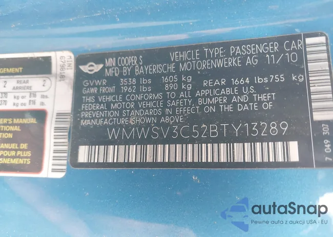 WMWSV3C52BTY13289: 42648086