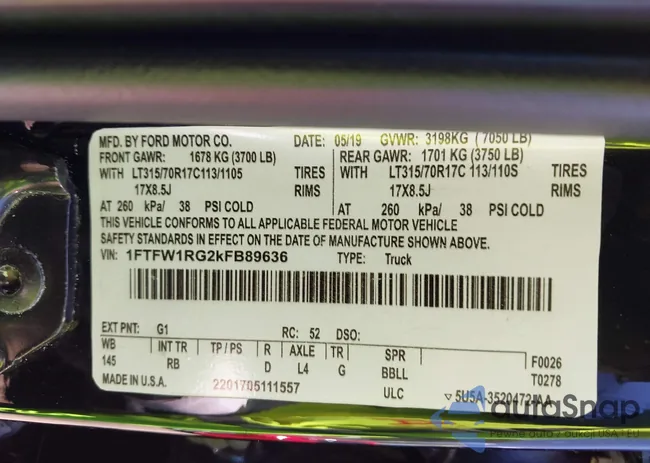 1FTFW1RG3JFD95644: 42648224