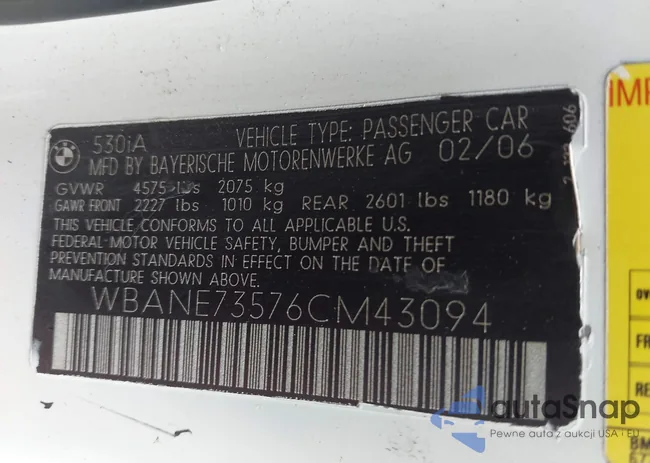 WBANE73576CM43094: 42649502