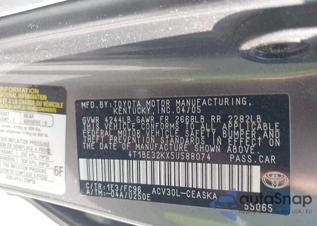 4T1BE32KX5U588074: 42649819