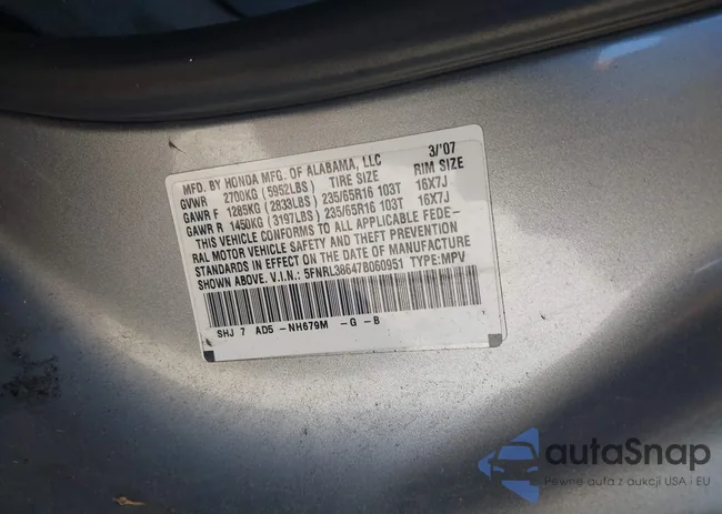 5FNRL38647B060951: 42650358