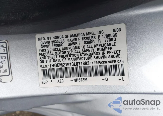 1HGEM21913L071893: 42650413