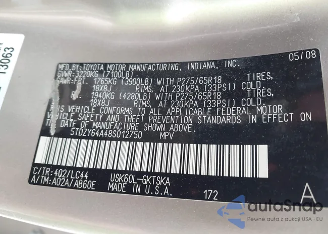 5TDZY64A48S012750: 42650505